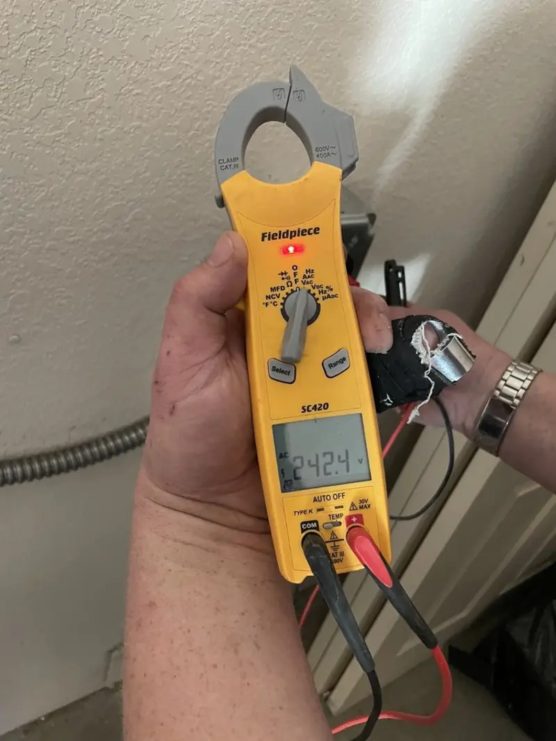 Voltage testing with clamp meter during Generator Installation in Wheatland